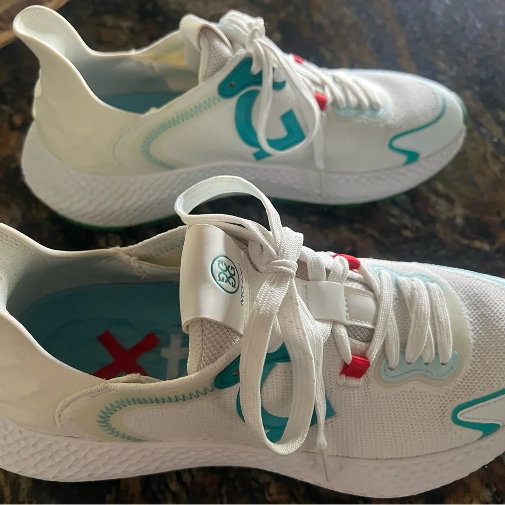 G/FORE White and Teal Athletic Shoes/Golf Shoes - Picture 2 of 6